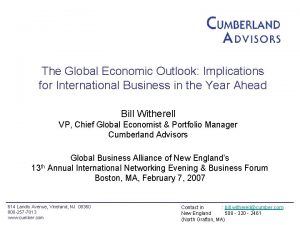 The Global Economic Outlook Implications for International Business