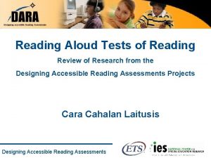 Reading Aloud Tests of Reading Review of Research