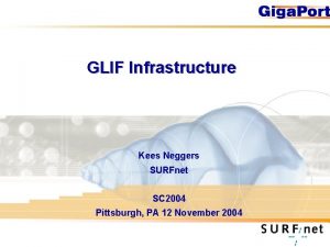 GLIF Infrastructure Kees Neggers SURFnet SC 2004 Pittsburgh