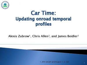 Car Time Updating onroad temporal profiles Alexis Zubrow