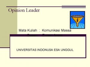 Opinion Leader Mata Kuliah Komunikasi Massa Dosen Erman