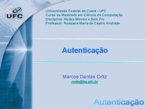 Universidade Federal do Cear UFC Curso de Mestrado