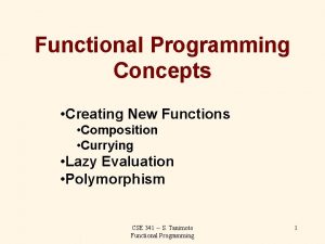 Functional Programming Concepts Creating New Functions Composition Currying