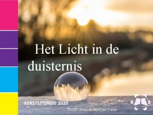 Het Licht in de duisternis KERSTLITURGIE 2020 TEKST