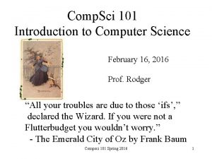 Comp Sci 101 Introduction to Computer Science February
