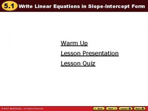 5 1 Write Linear Equations in SlopeIntercept Form