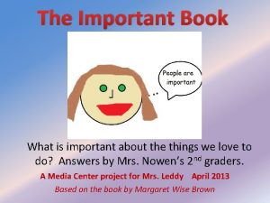 The Important Book What is important about the