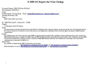 EMBS DG Report for TGm Closing Document Number