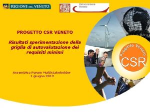 PROGETTO CSR VENETO Risultati sperimentazione della griglia di