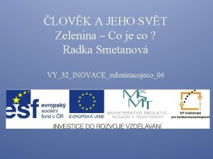 LOVK A JEHO SVT Zelenina Co je co