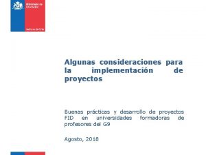 Algunas consideraciones para la implementacin de proyectos Buenas