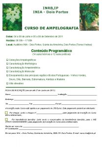 INRB IP INIA Dois Portos CURSO DE AMPELOGRAFIA