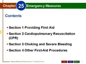 25 Chapter 25 Emergency Measures Chapter Emergency Measures