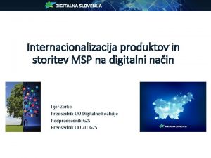 Internacionalizacija produktov in storitev MSP na digitalni nain