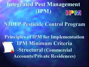 Integrated Pest Management IPM NJDEPPesticide Control Program Principles