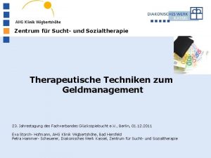 Zentrum fr Sucht und Sozialtherapie Therapeutische Techniken zum