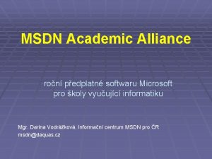 MSDN Academic Alliance ron pedplatn softwaru Microsoft pro