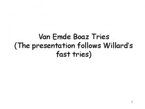 Van Emde Boaz Tries The presentation follows Willards