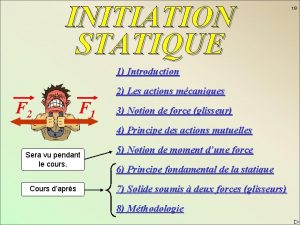 INITIATION STATIQUE 1 Introduction 2 Les actions mcaniques