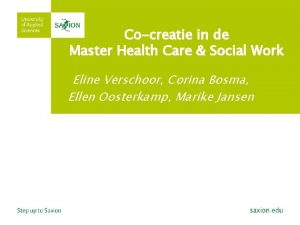 Cocreatie in de Master Health Care Social Work