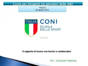 Corso per Dirigenti ed operatori delle ASD Ariccia