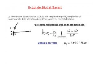 II Loi de Biot et Savart La loi