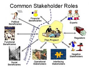 Common Stakeholder Roles Financial Beneficiaries Experts ies Regulators