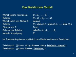 Das Relationale Modell Wertebereiche Domnen Relation Wertebereich von