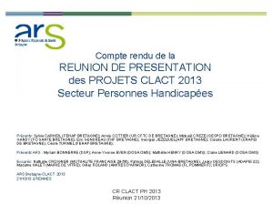 Compte rendu de la REUNION DE PRESENTATION des