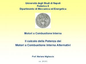 Universit degli Studi di Napoli Federico II Dipartimento