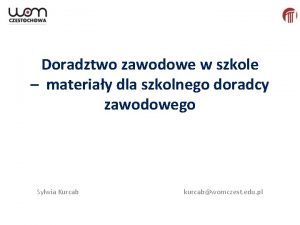 Doradztwo zawodowe w szkole materiay dla szkolnego doradcy