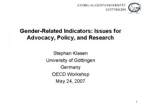 GenderRelated Indicators Issues for Advocacy Policy and Research