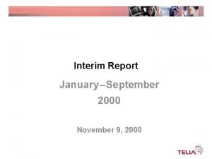 Interim Report January September 2000 November 9 2000