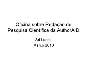 Oficina sobre Redao de Pesquisa Cientfica da Author