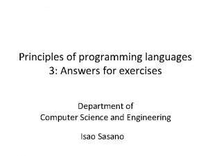 Principles of programming languages 3 Answers for exercises