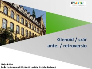 Glenoid szr ante retroversio Major Blint Budai Irgalmasrendi