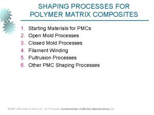 SHAPING PROCESSES FOR POLYMER MATRIX COMPOSITES 1 2