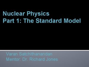 Nuclear Physics Part 1 The Standard Model Varan