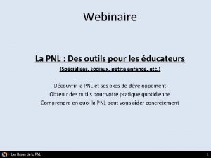 Webinaire La PNL Des outils pour les ducateurs