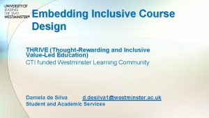 Embedding Inclusive Course Design THRIVE ThoughtRewarding and Inclusive