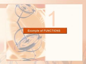 1 Example of FUNCTIONS FUNCTIONS AND MODELS A