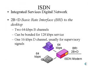 ISDN Integrated Services Digital Network 2 BD Basic