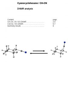 Cyanocyclohexane CHCN DNMR analysis Content CHCN CN 13