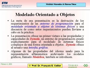 Modelado Matemtico de Sistemas Fsicos Modelado Orientado a