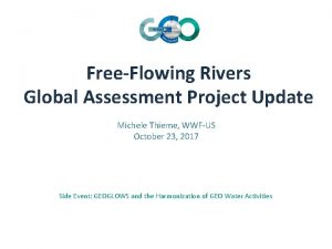 FreeFlowing Rivers Global Assessment Project Update Michele Thieme
