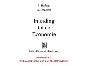 L Berlage A Decoster Inleiding tot de Economie
