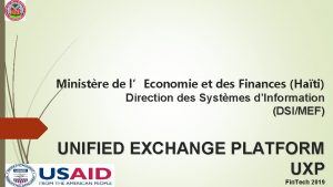 Ministre de lEconomie et des Finances Hati Direction