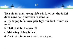 15 Tiu chun quan trng nht ca khi