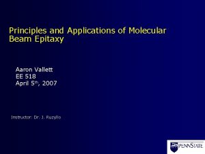 Principles and Applications of Molecular Beam Epitaxy Aaron