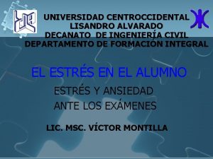 UNIVERSIDAD CENTROCCIDENTAL LISANDRO ALVARADO DECANATO DE INGENIERA CIVIL
